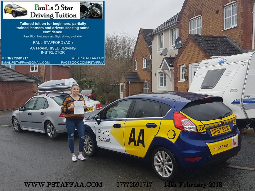 Driving Test Pass for Agata Witkowska with Paul's 5 Star Driving Tuition in Hereford